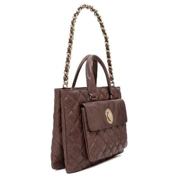 NEW Kate Spade NewYork French Grey Quilted LEATHER HANDBAG Lizard Purse Campbell - Picture 3 of 7